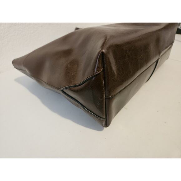 S-zone Brown Leather Tote Shoulder Handbag 17x10x5 - Picture 6 of 10